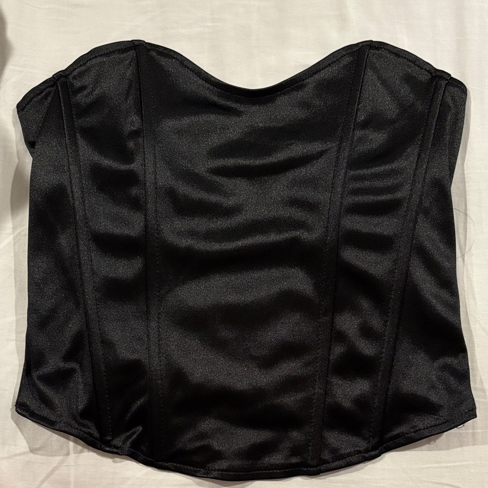 Black Satin Corset Top
